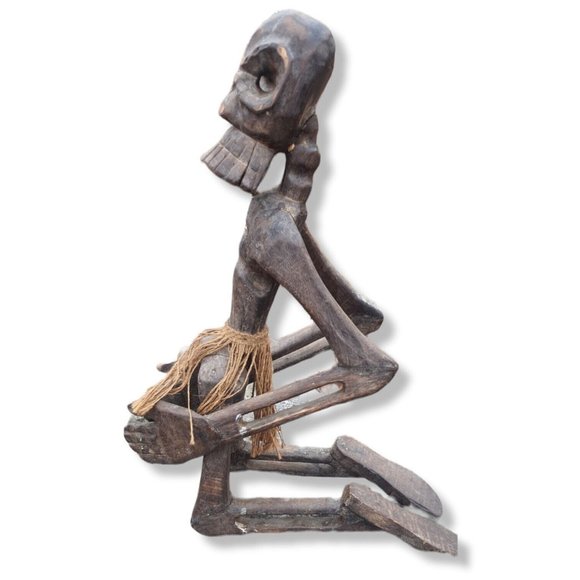 LARGE AUTHENTIC 2' TALL ANTIQUE AFRICAN TRIBAL FERTILITY WOOD CARVING ST… - Picture 6 of 12